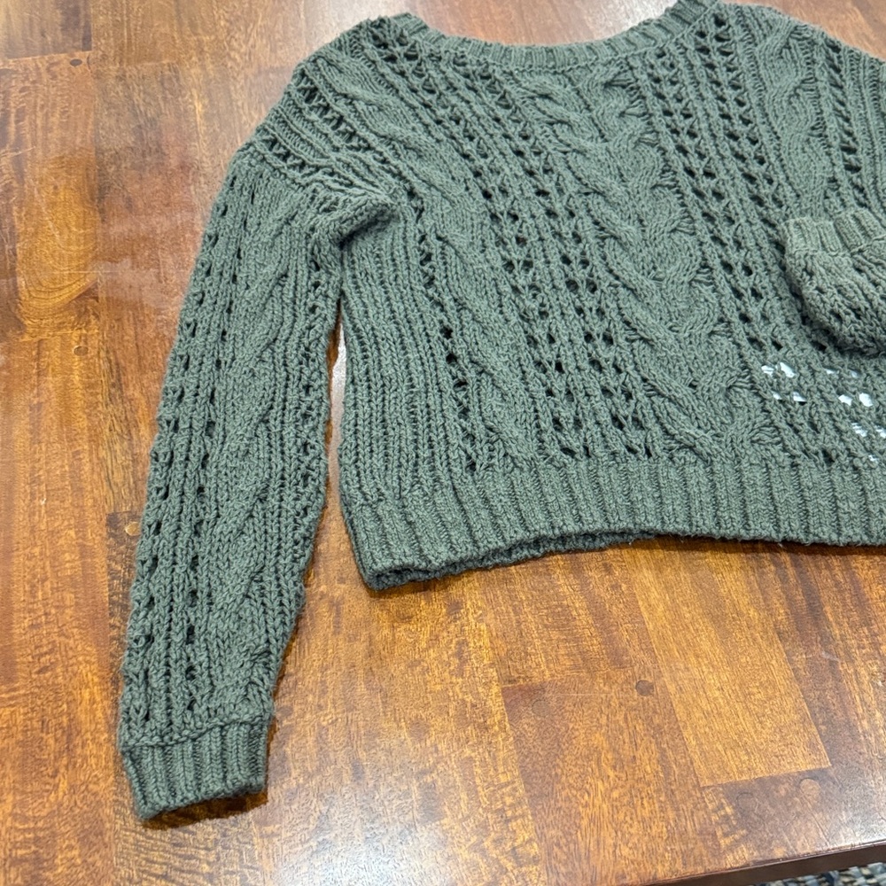Hollister Women's Cable Knit Sweater - Dark Green size S - Picture 6 of 7
